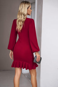 red long sleeve dress