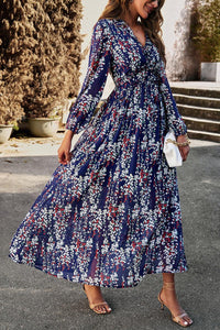 GFIT® V Neck Long Sleeve Floral Maxi Dress - GFIT SPORTS