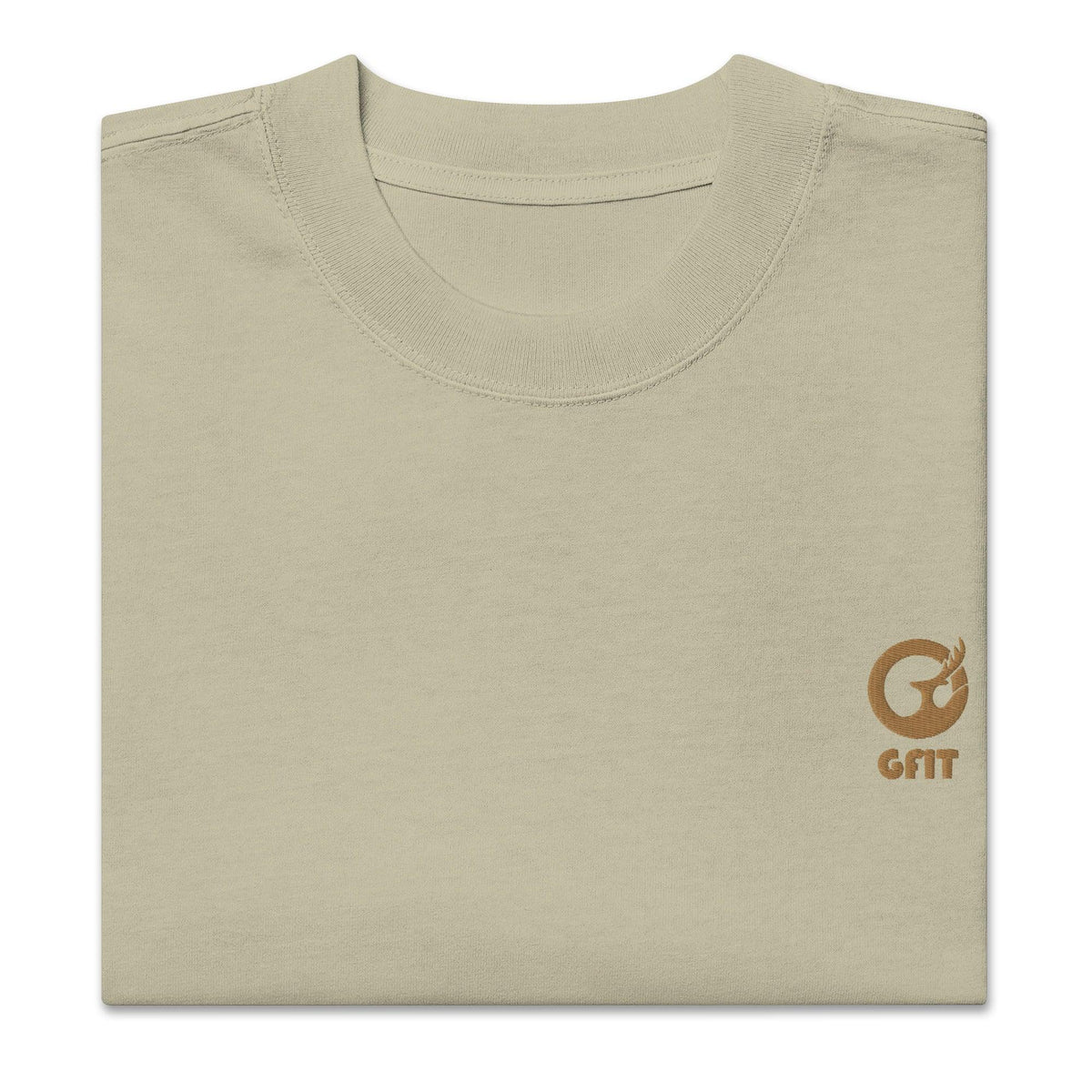 Embroidered Carded Cotton Oversized faded T-Shirt - Faded Eucalyptus - GFIT SPORTS