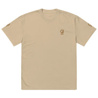 Embroidered Carded Cotton Oversized faded T-Shirt - Faded Khaki - GFIT SPORTS