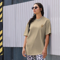 Embroidered Carded Cotton Oversized faded T-Shirt - Faded Khaki - GFIT SPORTS