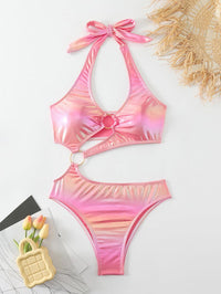 GFIT® Plunge Halter Pink One Piece Swimwear - GFIT SPORTS