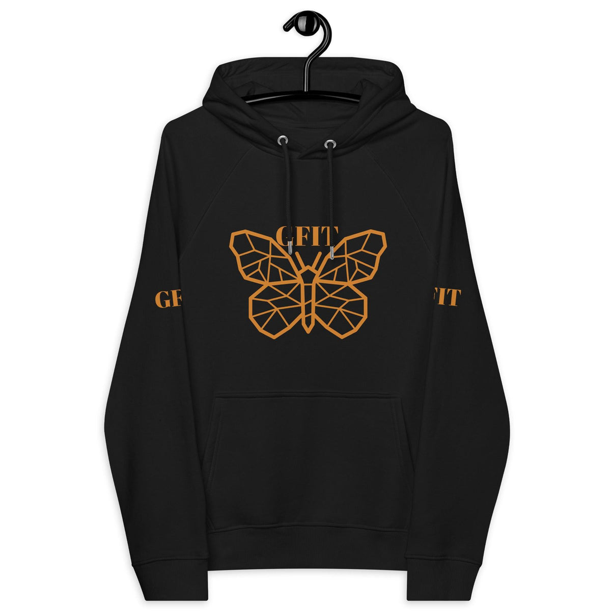 Golden Butterfly Unisex Eco Raglan Hoodie - Black - GFIT SPORTS