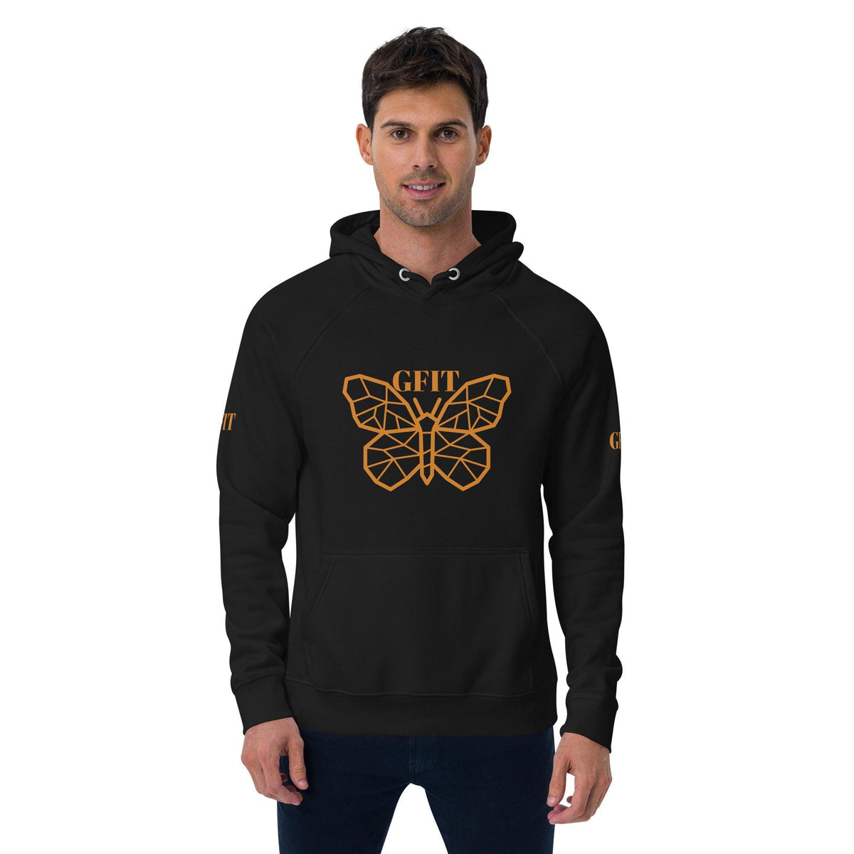 Golden Butterfly Unisex Eco Raglan Hoodie - Black - GFIT SPORTS