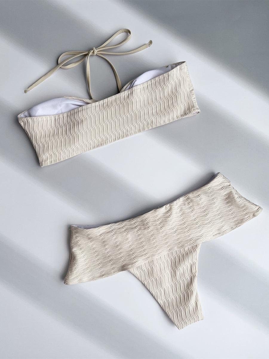 Women's Beige Bow Tie Bikini Set | Chic Swimwear for Pool & Beach - GFIT SPORTS