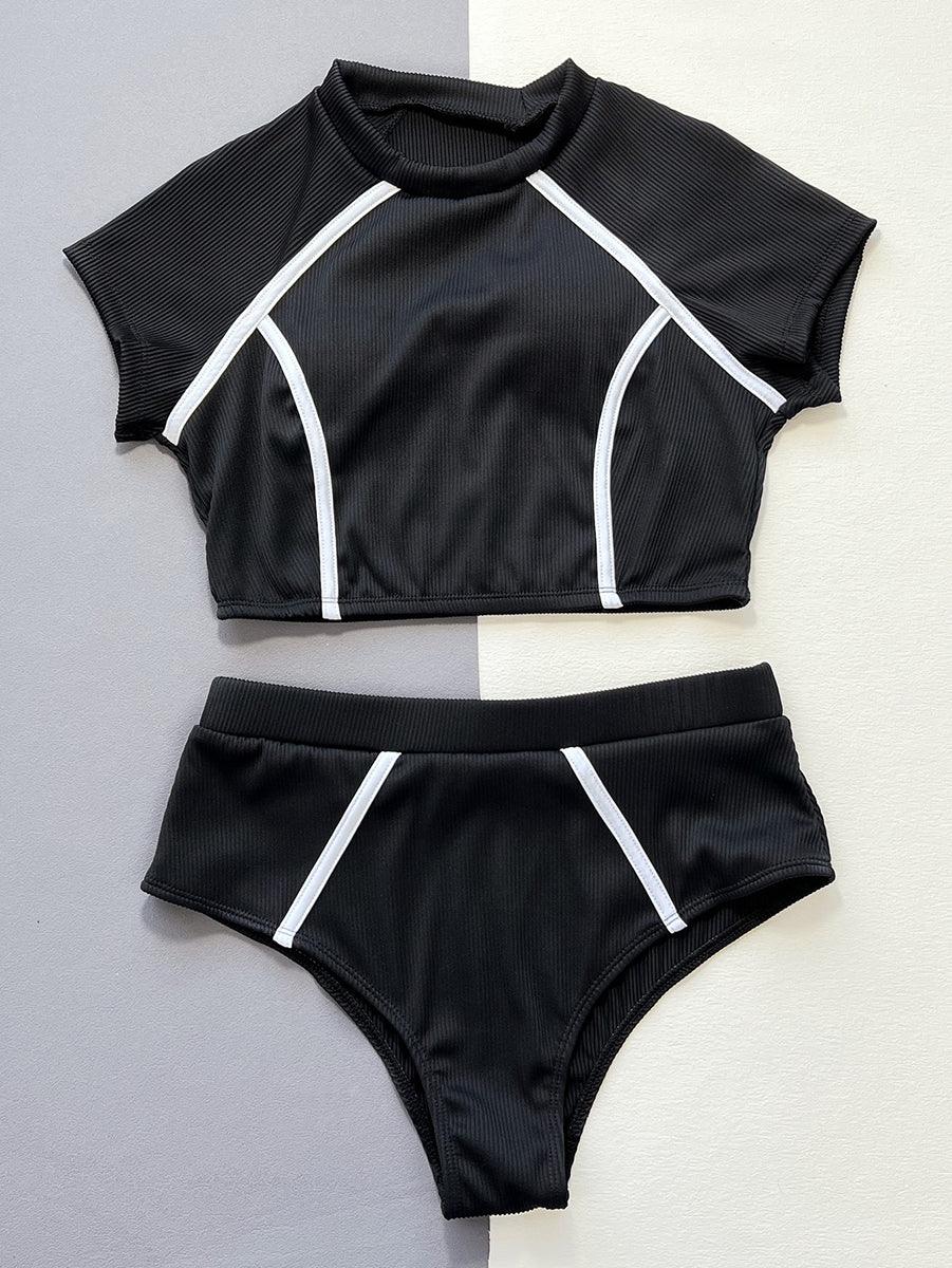 Women's Black Bikini Set - Designer Round Neck Swimwear - GFIT SPORTS