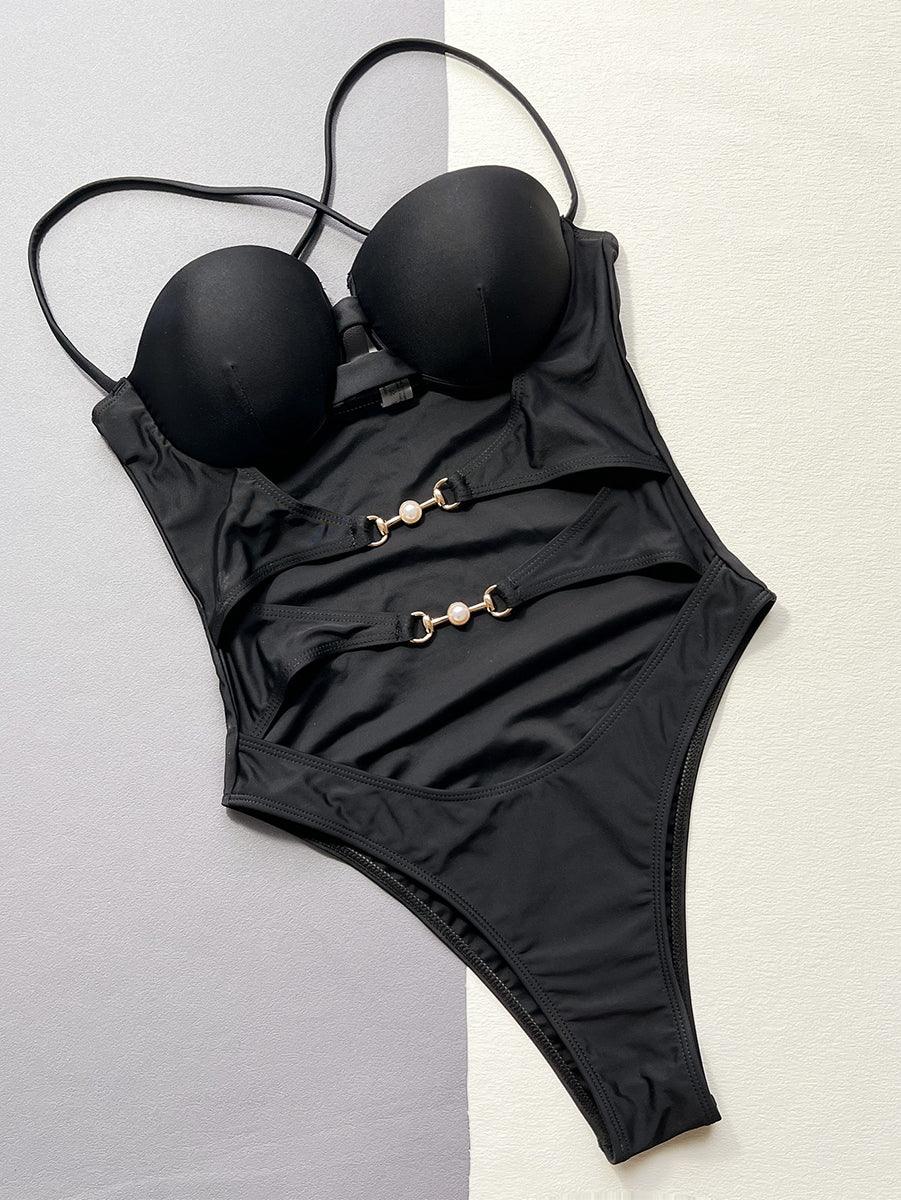 Women's Black Tummy Control One Piece Swimsuit | Sexy Designer Swimwear - GFIT SPORTS