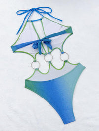 Women's Blue Gradient Halter Swimsuit | Chic Swimwear - GFIT SPORTS