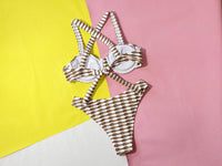 Women's Clashing Colors Bikini Set - Brown Two-Piece Bathing Suit - GFIT SPORTS
