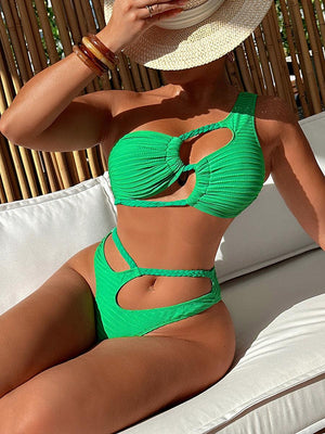 Women's Cut out Bikini Set - Elegant Green Beachwear - GFIT SPORTS