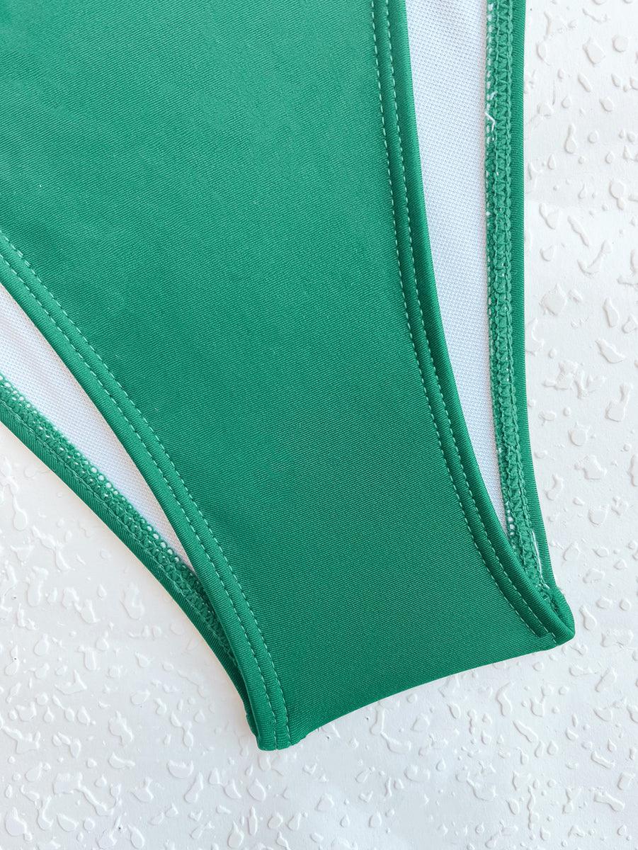 Women's Dark Green Cross Straps One Piece Swimsuit | GFIT Swimwear - GFIT SPORTS