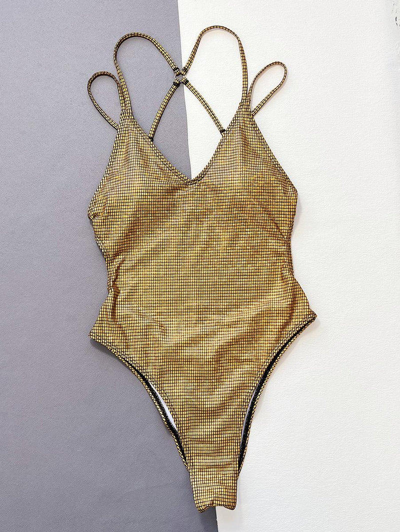 Women's Designer Golden Bikini Swimsuit | Sexy Beach Swimwear with Cover-Up - GFIT SPORTS