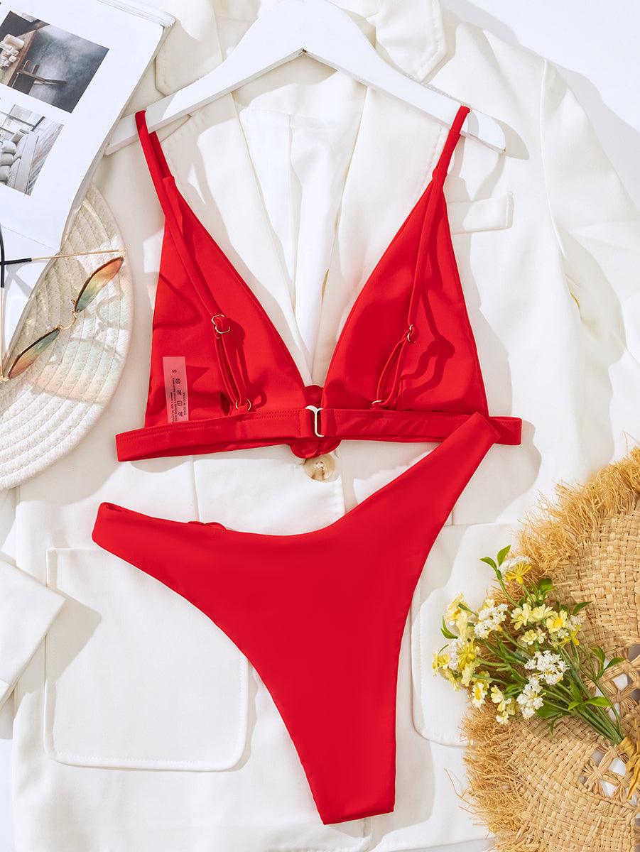 Women's Floral 3D Bikini Set | Red & White Swimsuit | GFIT - GFIT SPORTS