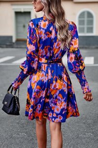 Women's Floral High Neck Long Sleeve Midi Dress | Elegant Formal Attire - GFIT SPORTS