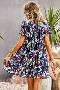 Women's Floral Mini Dress - Crew Neck, Short Sleeves, Casual Summer Wear - GFIT SPORTS