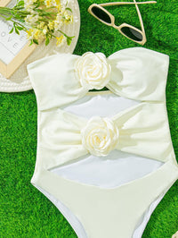Women's Floral One Piece Swimsuit - 3D Flower Detail, Elegant Beachwear - GFIT SPORTS