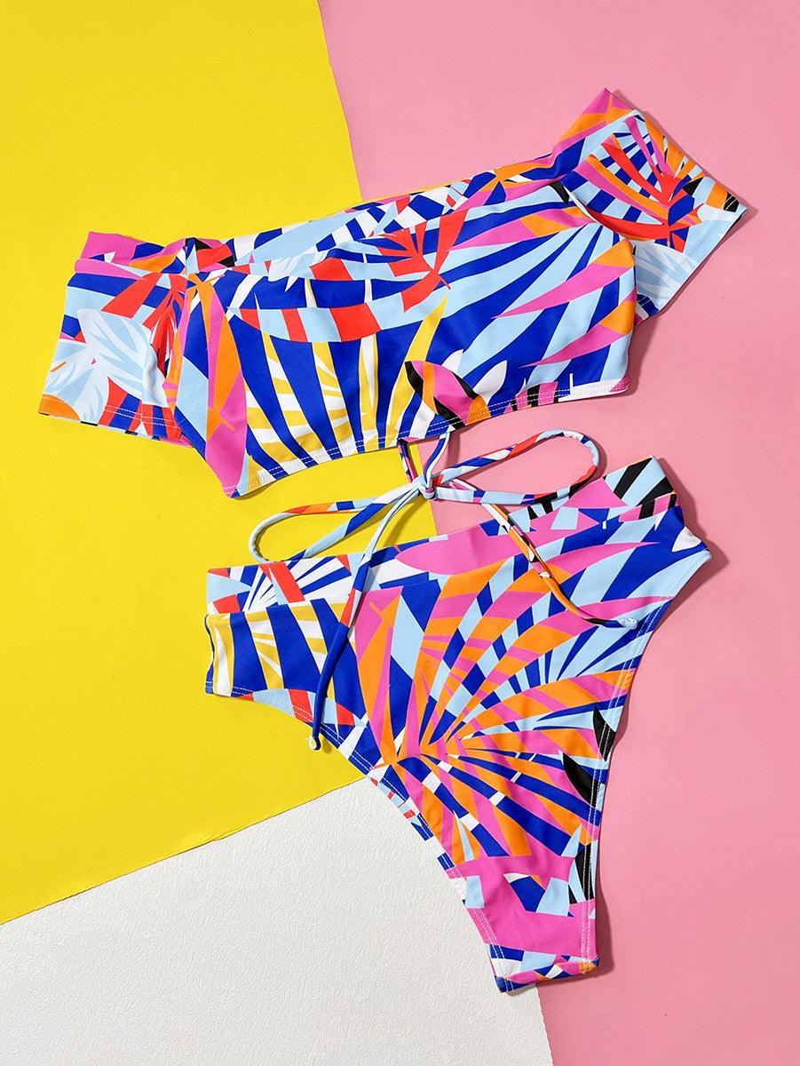 Women's Floral Short-Sleeve Bikini Set - Sexy Swimwear for Beach & Pool by GFIT - GFIT SPORTS