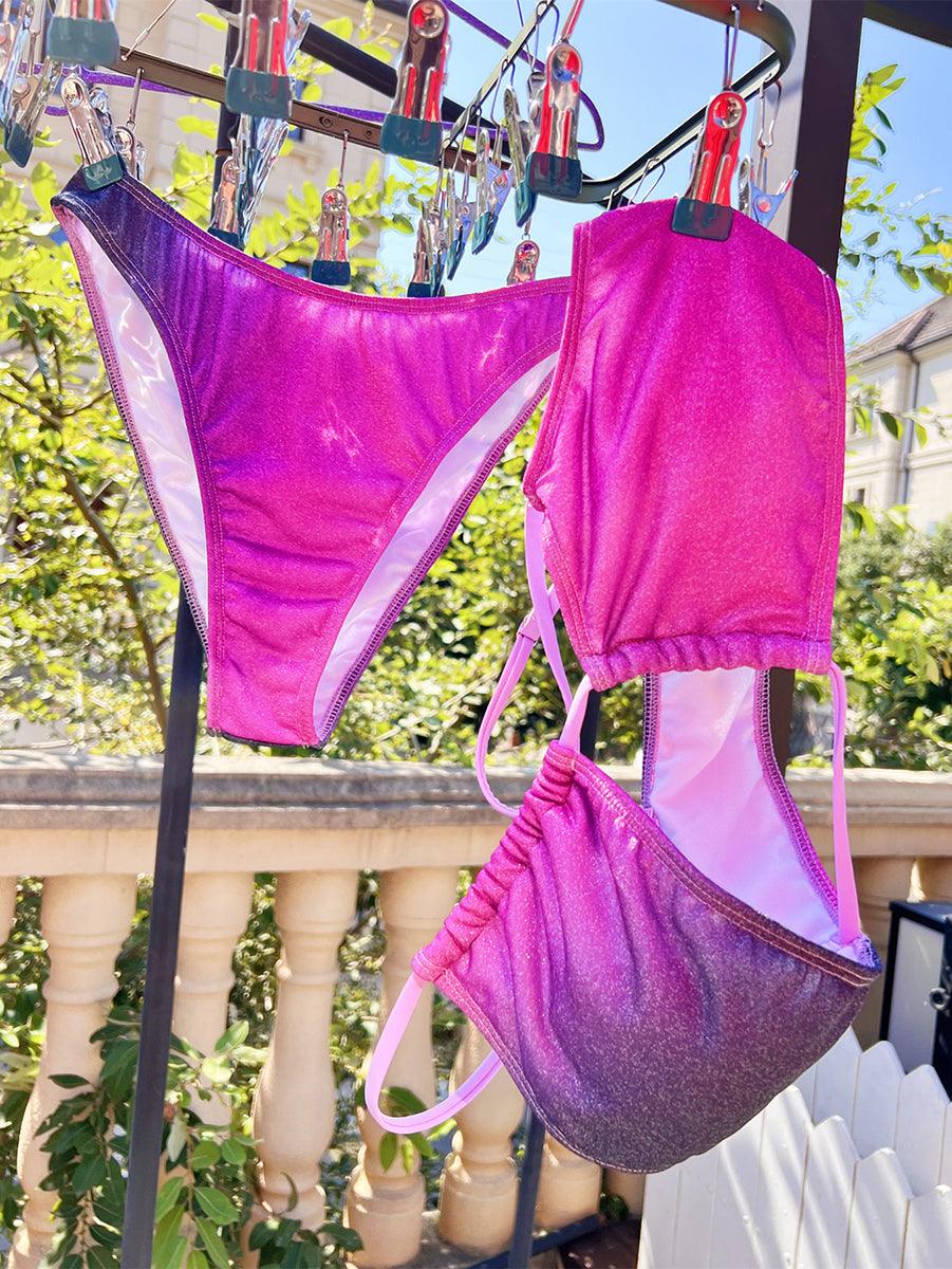 Women's Gradient Bikini Set | Angled Neckline Designer Bathing Suit - GFIT SPORTS
