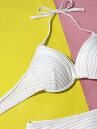 Women's High Waisted Bikini Set - White Two-Piece Swimwear - GFIT SPORTS