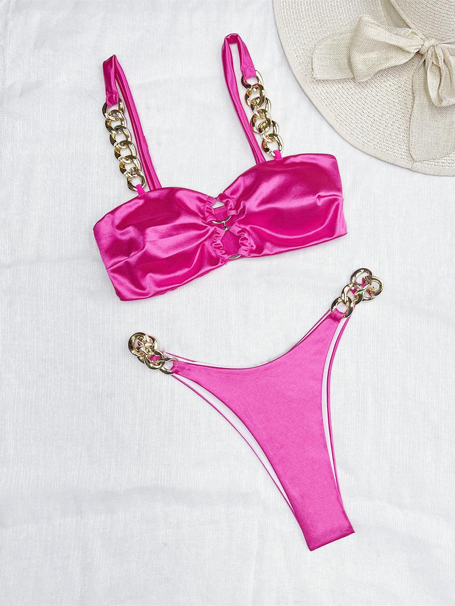 Women's Micro Bikini Set with Chain Straps | Bright Color Swimwear - GFIT SPORTS