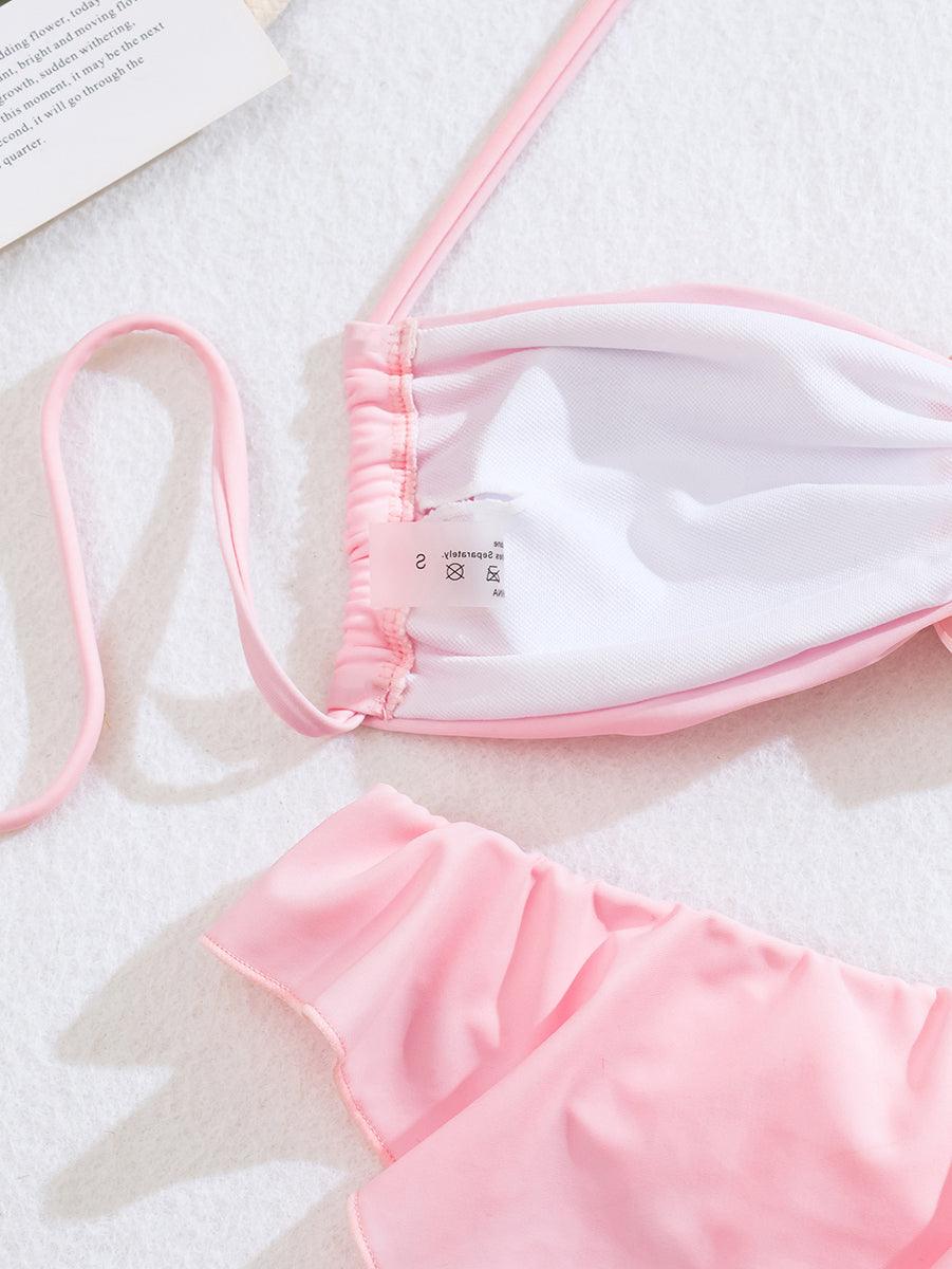 Women's Pink 3D Flowers Bikini Set | Sexy Two-Piece Swimwear - GFIT SPORTS