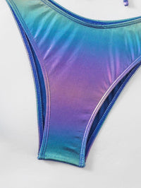 Women's Plunge Halter Bathing Suit - Gradient Color One-Piece Swimwear - GFIT SPORTS