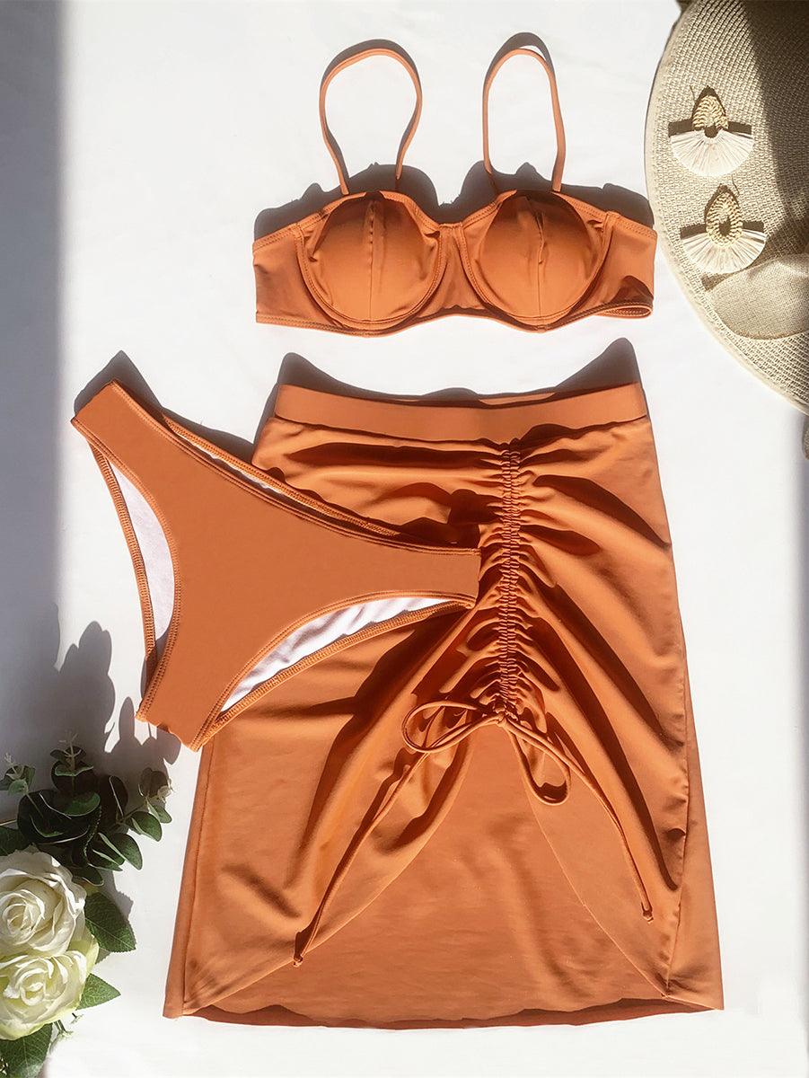 Women's Sexy Bikini Set with Beach Cover-Up | White Designer Swimwear - GFIT SPORTS