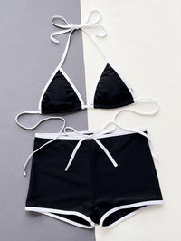 Women's Sexy Black Bikini Set | High-Waist Swim Shorts | Beach Swimwear - GFIT SPORTS