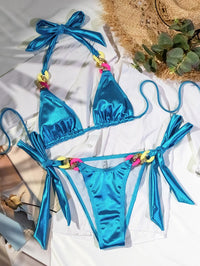 Women's Sexy String Bikini Set - Colorful Chain Diamonds Beachwear - GFIT SPORTS