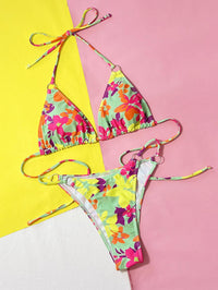 Women's Sexy String Bikini Set - Flowers Two-Piece Bikini - GFIT SPORTS