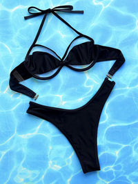 Women's Sexy V-Neck Bikini Set | Black Micro Swimwear | Designer Tankini - GFIT SPORTS