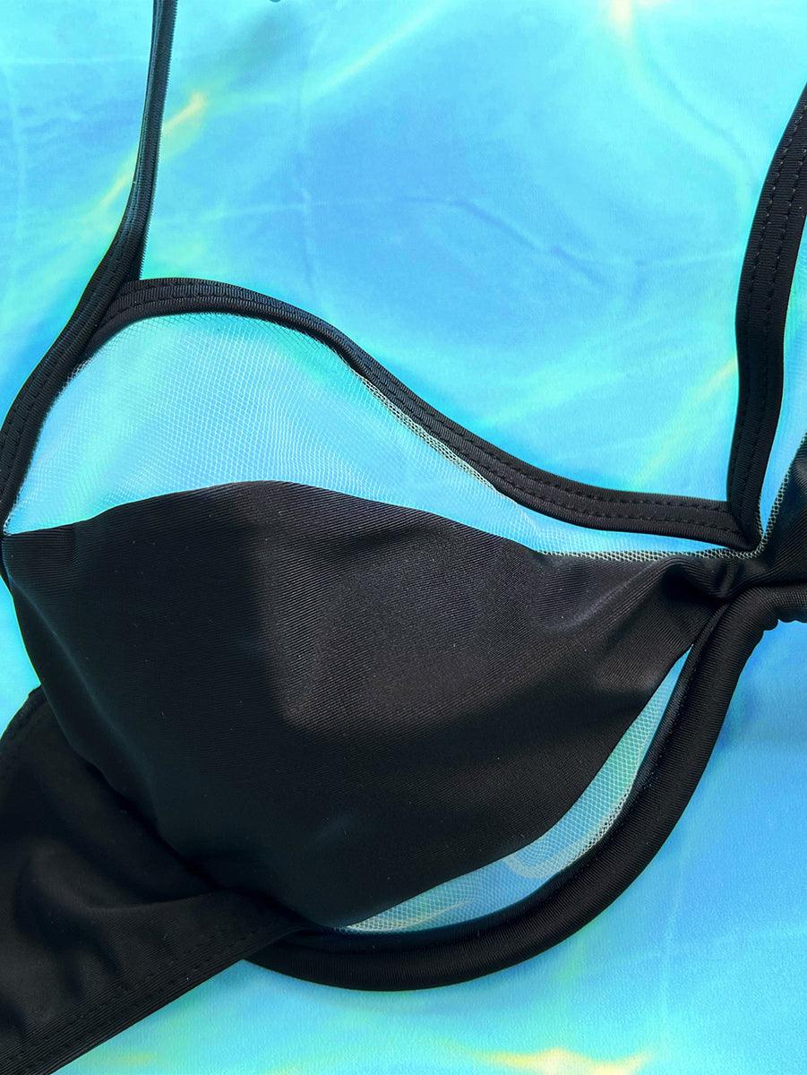 Women's Sexy V-Neck Bikini Set | Black Micro Swimwear | Designer Tankini - GFIT SPORTS