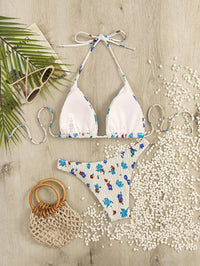 Women's Sexy White Floral Bikini Set | String Two-Piece Swimwear - GFIT SPORTS