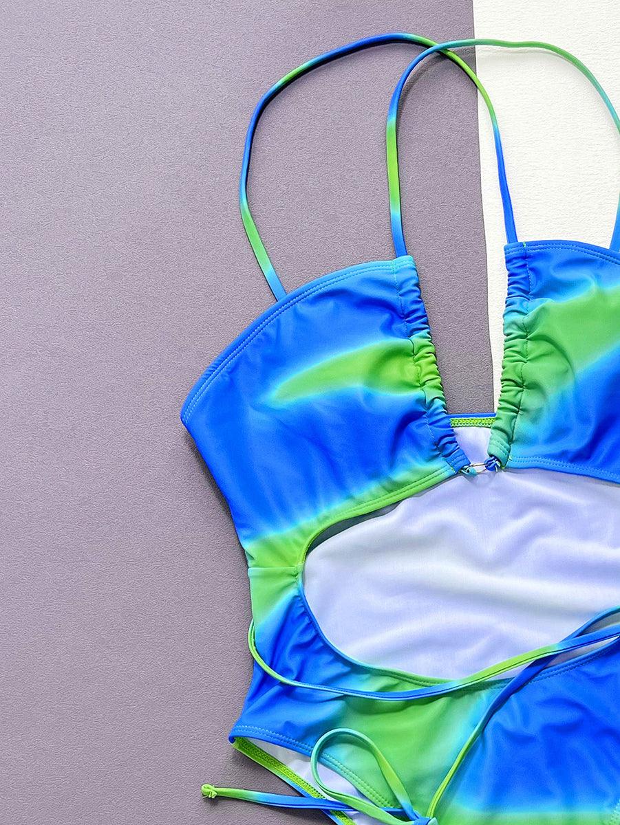 Women's Tie-Dye Hollow One-Piece Swimsuit | GFIT Chic Beachwear - GFIT SPORTS