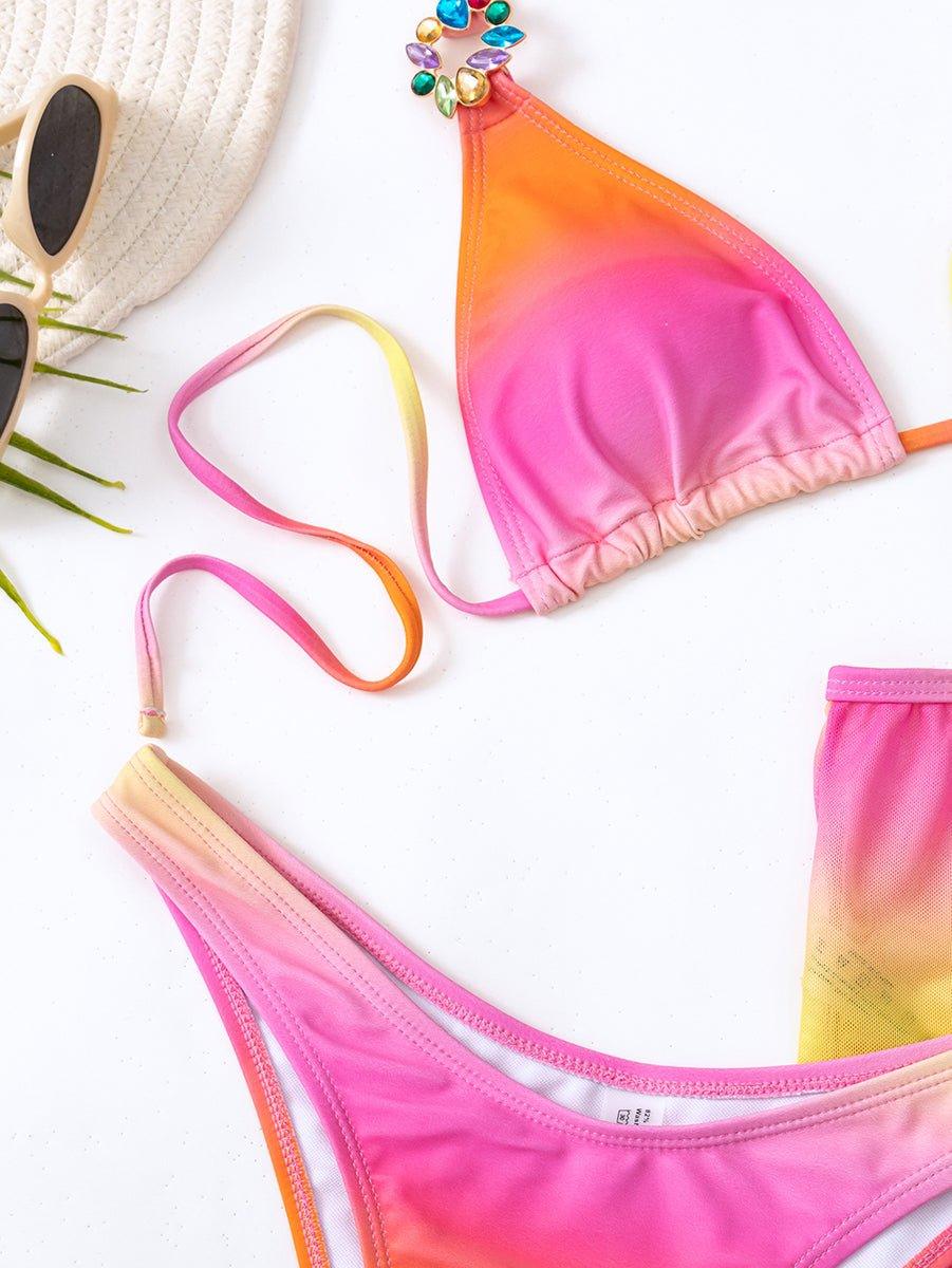 Chic Tie-Dye Bikini Set with Cover-Up - Women's Beach Swimwear Ensemble - GFIT SPORTS