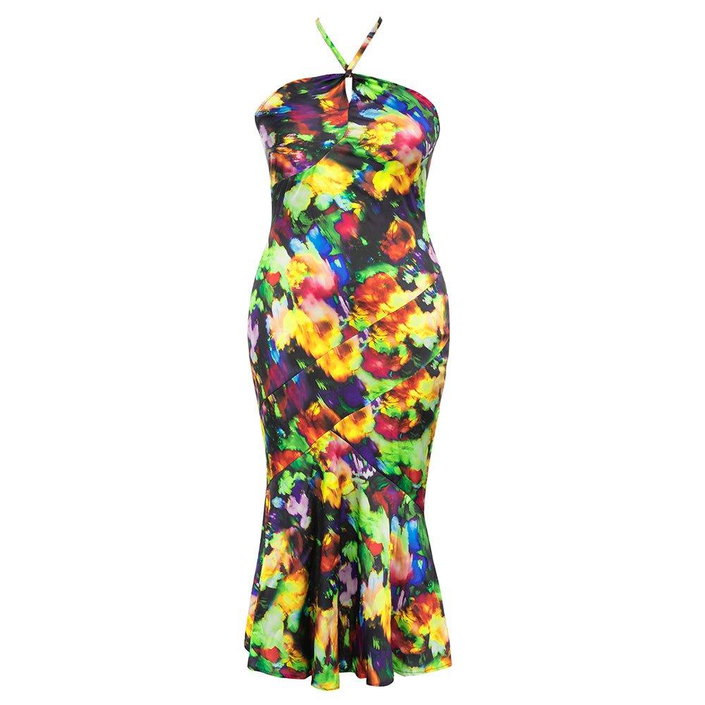 GFIT® Halter Sleeveless Floral Maxi Bodycon Dress - GFIT SPORTS