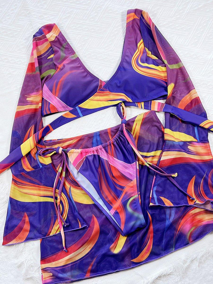 GFIT® New Sexy 3-Piece Print Cross Knotted Bikini Set - GFIT SPORTS