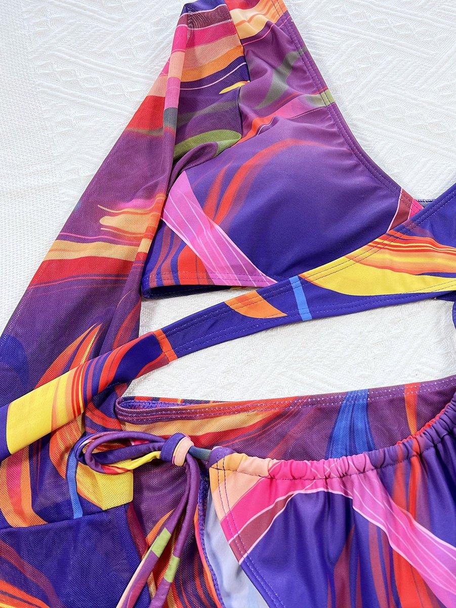 GFIT® New Sexy 3-Piece Print Cross Knotted Bikini Set - GFIT SPORTS