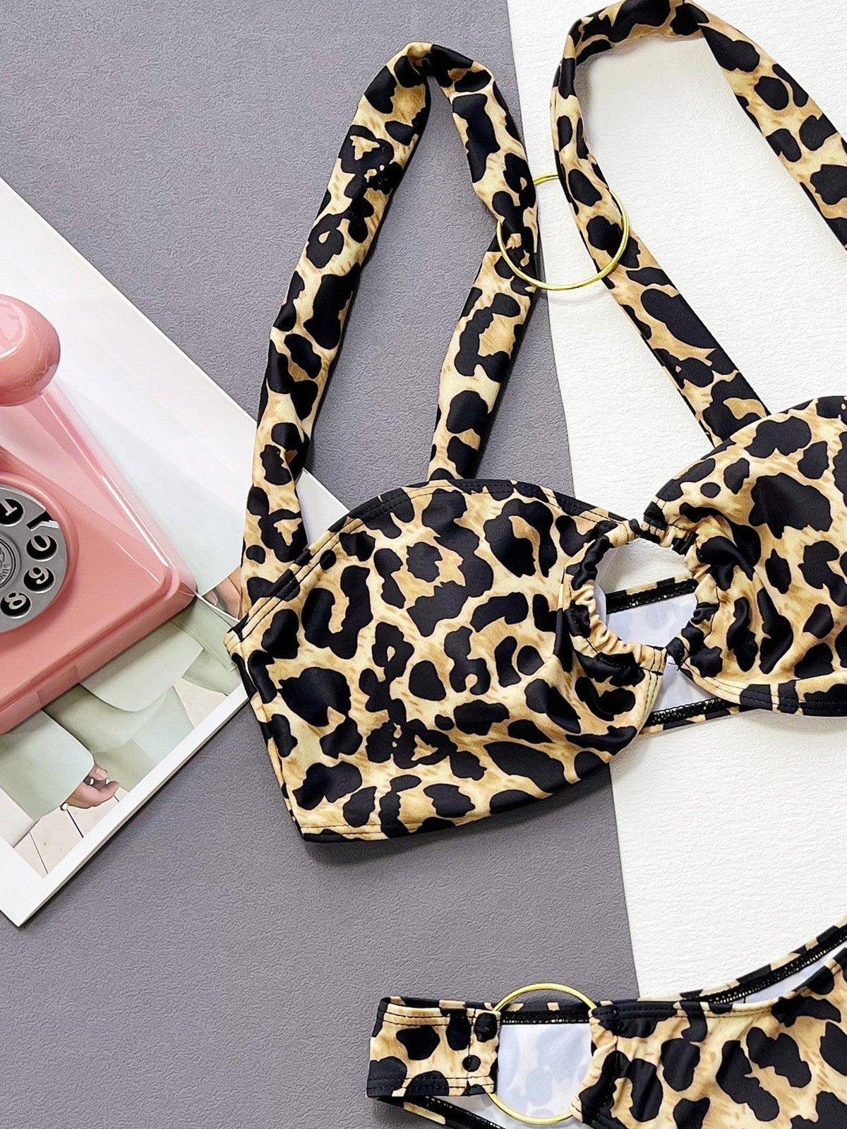 GFIT® New Sexy Leopard Print Metal Circles Bikinis Set - GFIT SPORTS