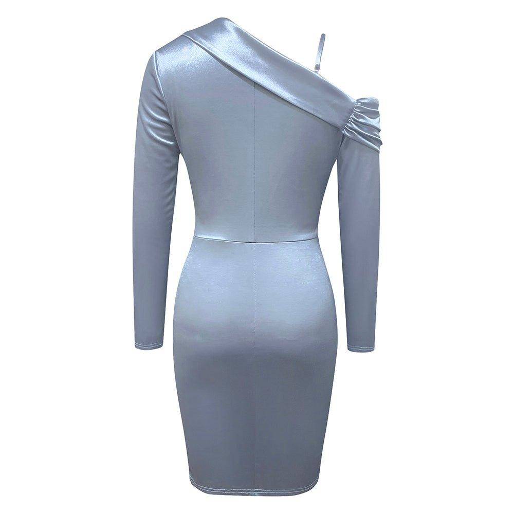 GFIT® One Shoulder Long Sleeve Mini Frill Bodycon Dress - GFIT SPORTS