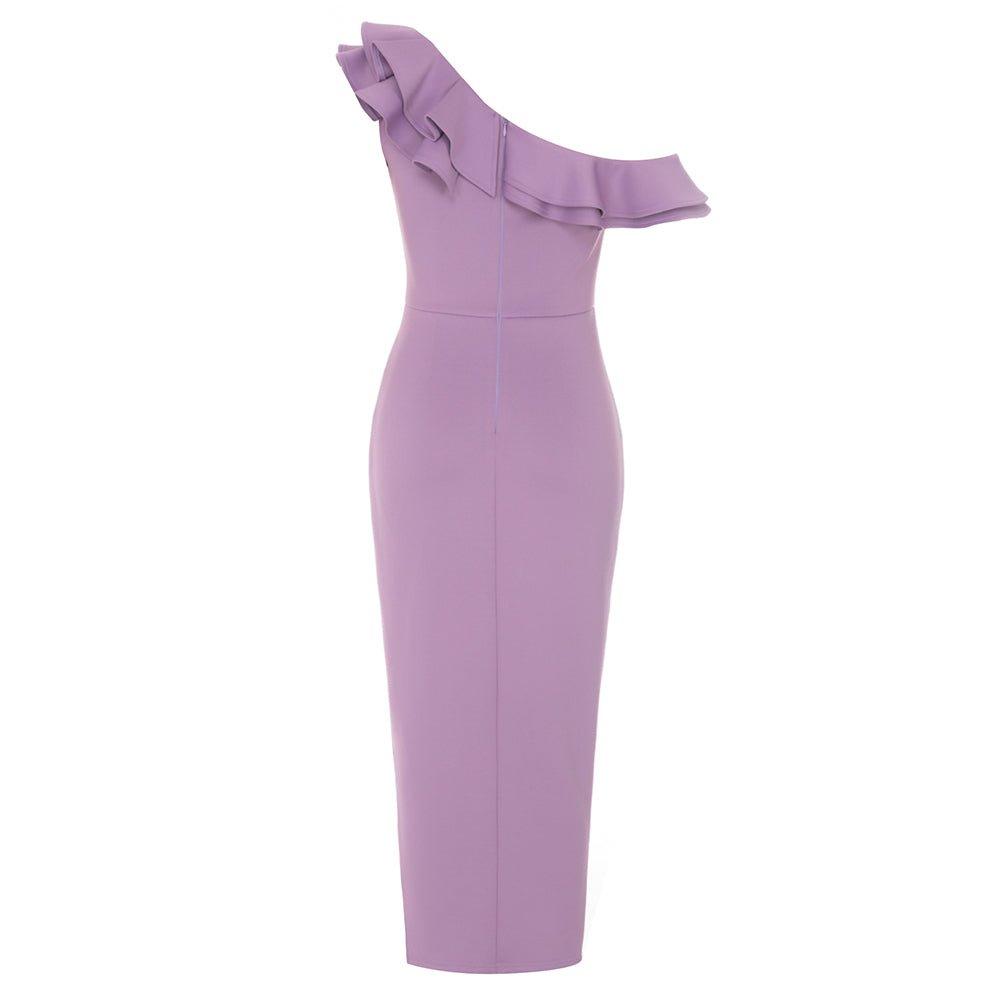 GFIT® One Shoulder Short Sleeve Frill Maxi Bodycon Dress - GFIT SPORTS