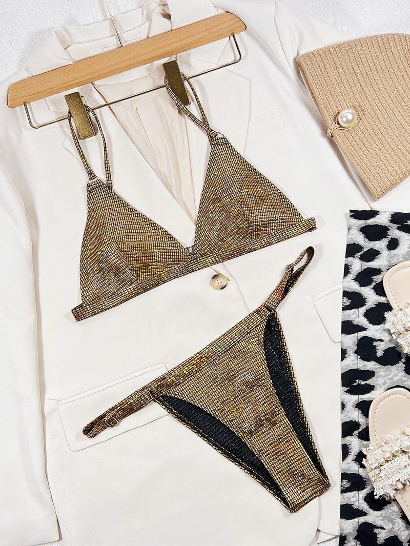 GFIT® Sexy Shiny Plaid Checkered Bikini Sets - GFIT SPORTS