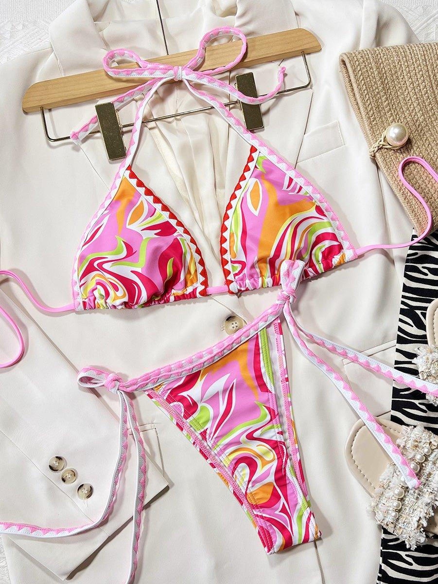 GFIT® Sexy Triangle Print Halter Bikini set - GFIT SPORTS