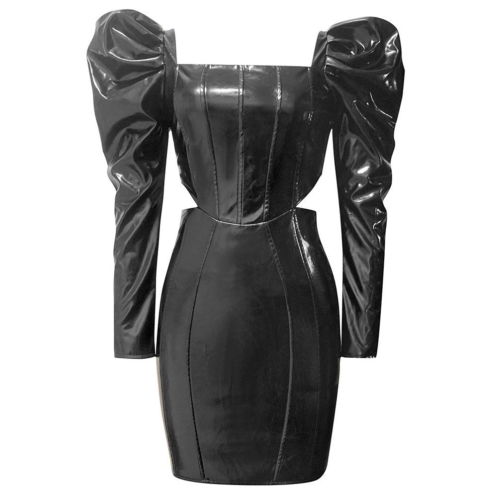 GFIT® Square Collar Long Sleeve Mini Exposed Waist Bodycon Dress - GFIT SPORTS