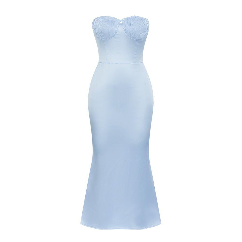 GFIT® Strapless Sleeveless Fishtail Maxi Bodycon Dress - GFIT SPORTS