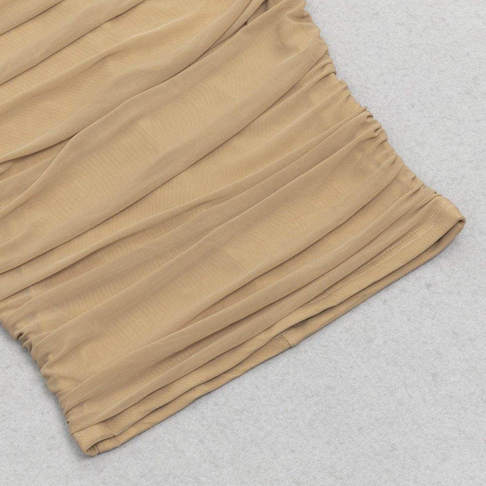 GFIT® Strapless Sleeveless Wrinkled Midi Bodycon Dress - GFIT SPORTS