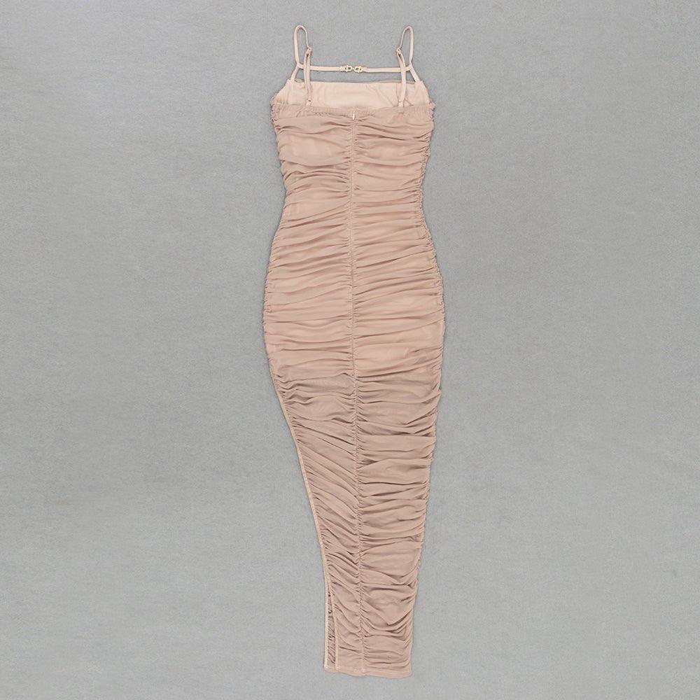 GFIT® Strappy Sleeveless Wrinkled Maxi Bodycon Dress - GFIT SPORTS