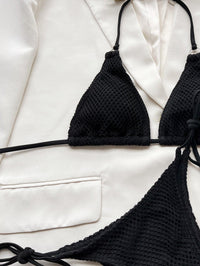 GFIT Women's Sexy Grid Bikini Set - White & Black Swimwear - GFIT SPORTS