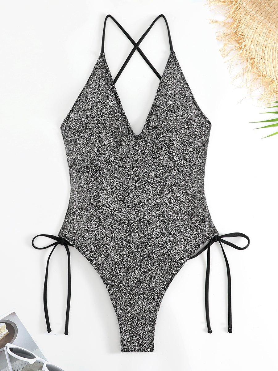 GFIT Women's Silver One-Piece Swimsuit - Sexy High-Cut Beachwear - GFIT SPORTS