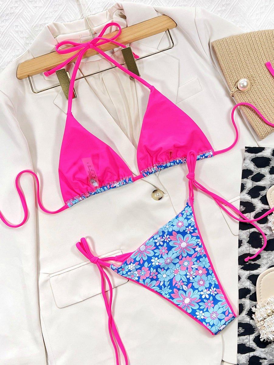 Sexy Triangle Halter Floral Print Bikinis Set - GFIT SPORTS